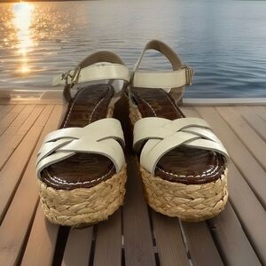 Sam Edelman Darline Braided Leather Platform Wedge Sandals Size 7.5